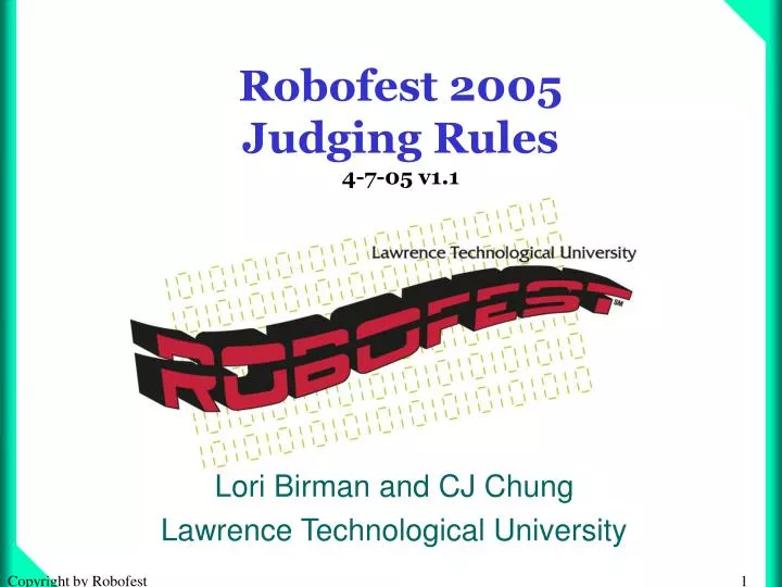 robofest 2005 judging rules 4 7 05 v1 1