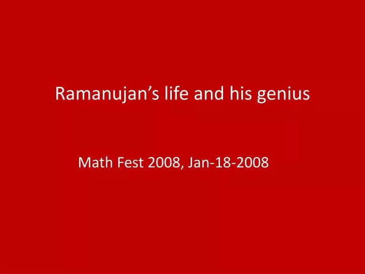 ramanujan s life and his genius
