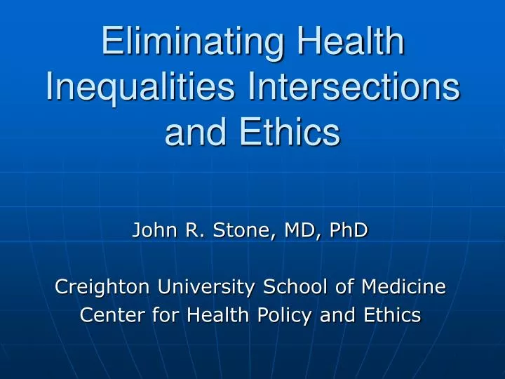 eliminating health inequalities intersections and ethics