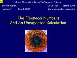 The Fibonacci Numbers And An Unexpected Calculation.