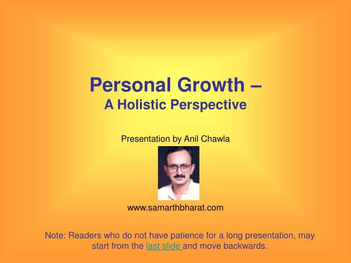 personal growth a holistic perspective