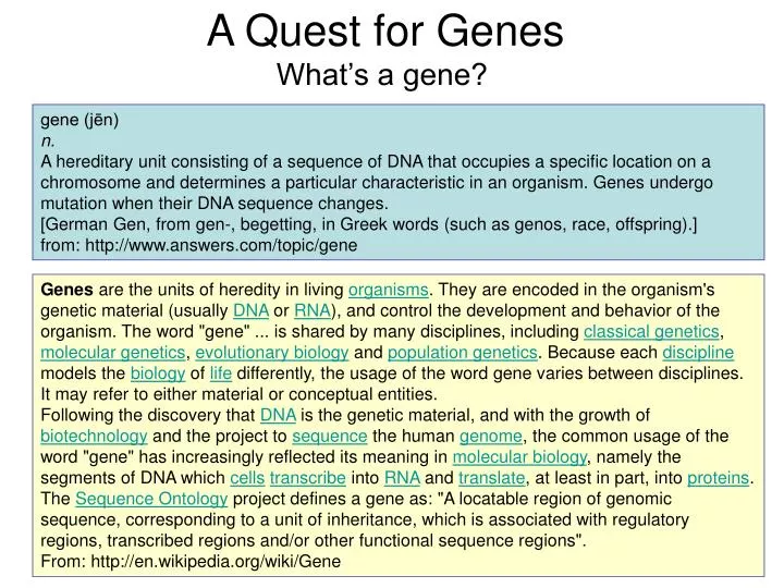 a quest for genes