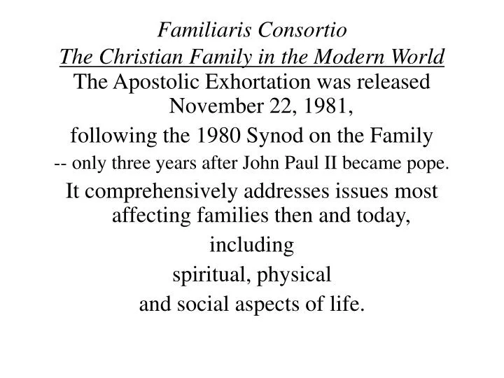 familiaris consortio the christian family in the modern world