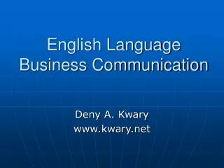 English Language Business Communication