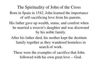 The Spirituality of John of the Cross