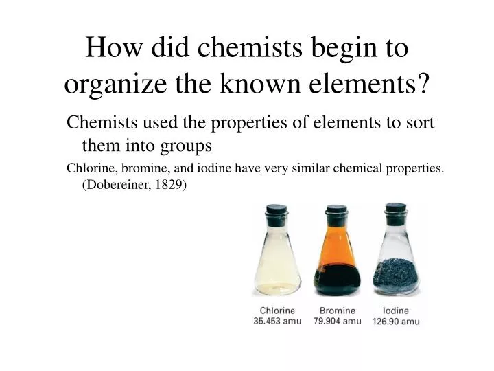 how did chemists begin to organize the known elements