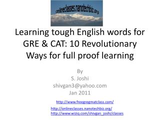 Learning tough English words for GRE &amp; CAT: 10 Revolutionary Ways for full proof learning