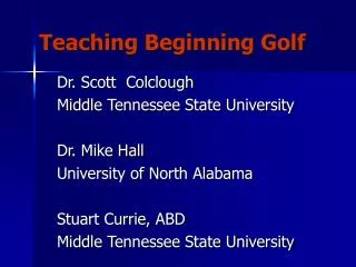 Teaching Beginning Golf
