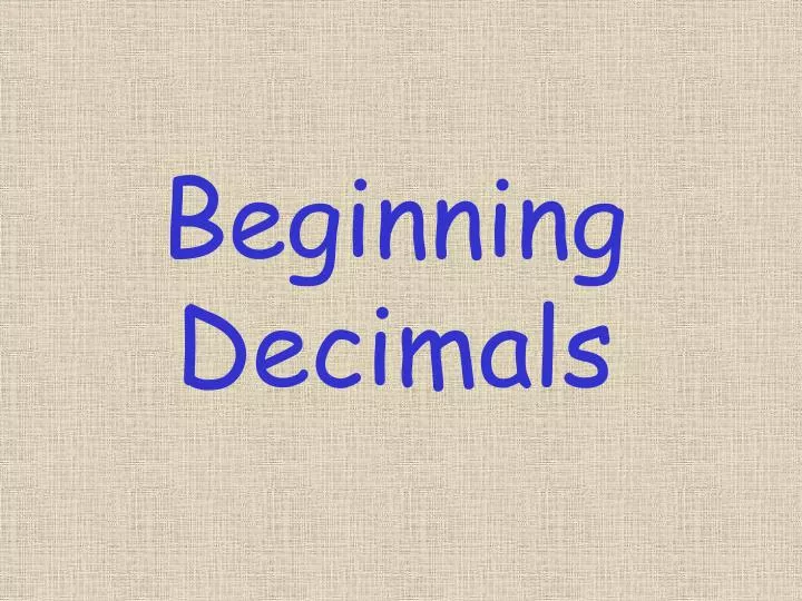 beginning decimals