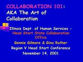 COLLABORATION 101 : AKA The Art of Collaboration