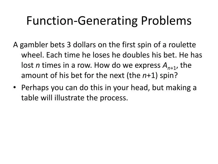 function generating problems
