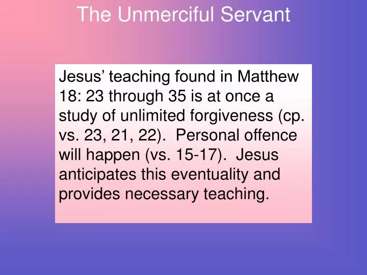 the unmerciful servant