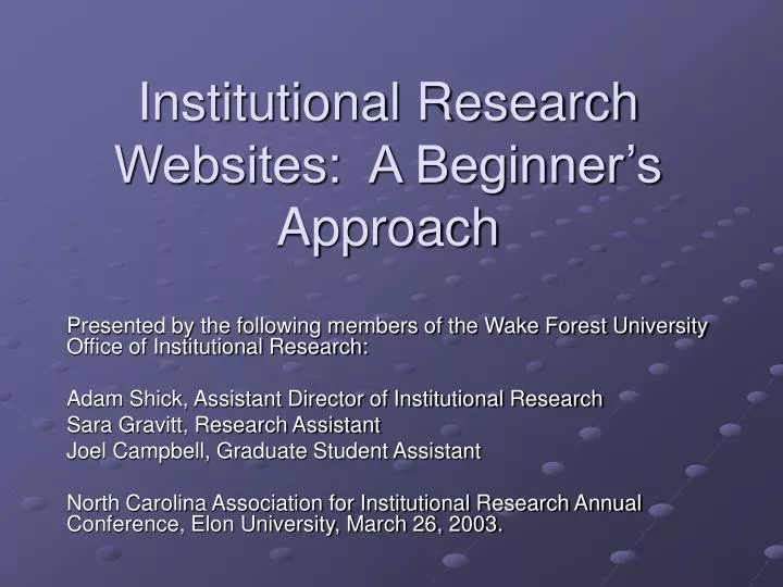 institutional research websites a beginner s approach