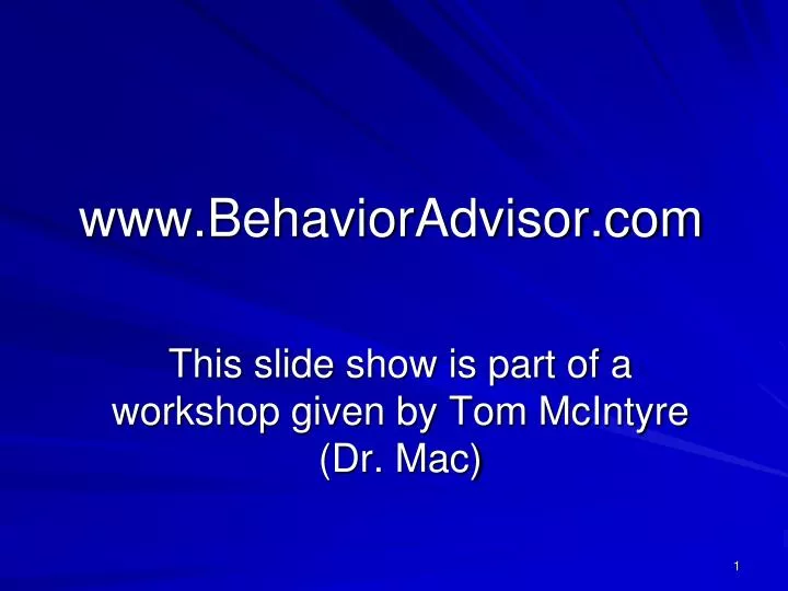 www behavioradvisor com