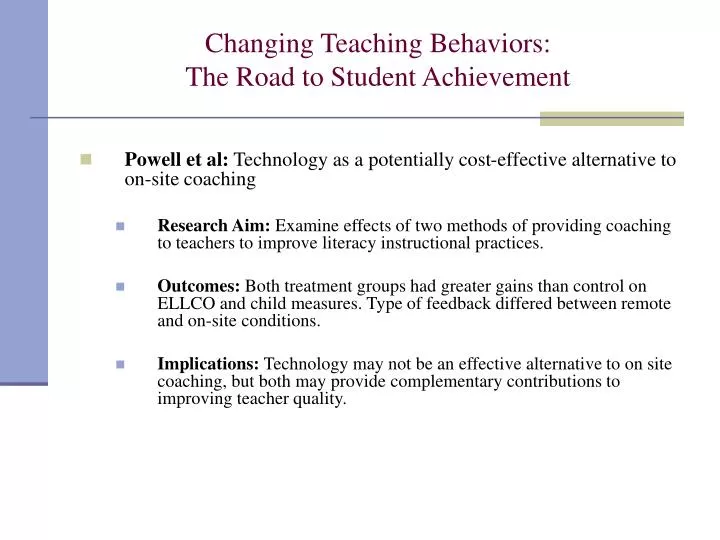 changing teaching behaviors the road to student achievement