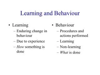 Learning and Behaviour