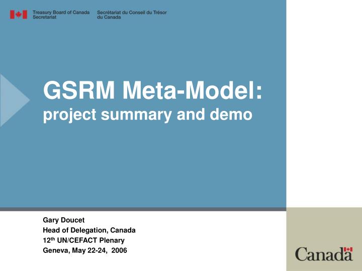 gsrm meta model project summary and demo