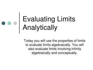 Evaluating Limits Analytically