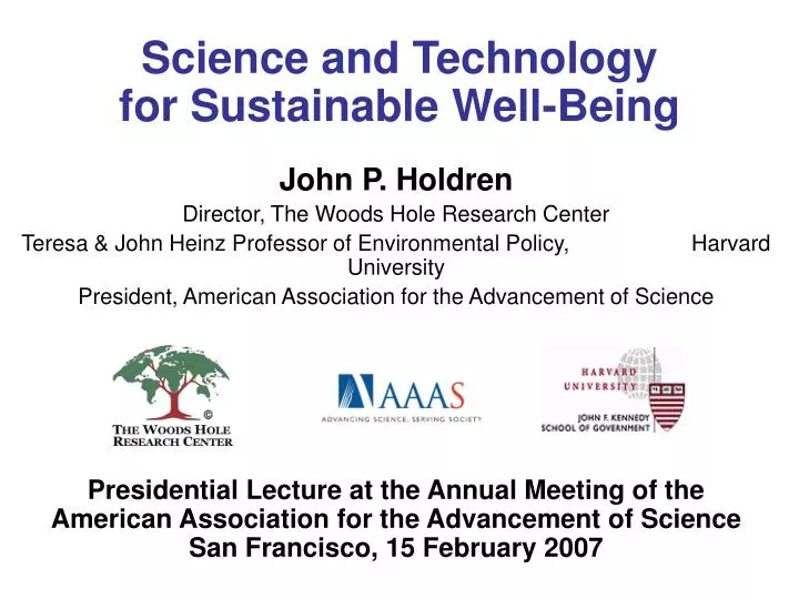 science and technology for sustainable well being