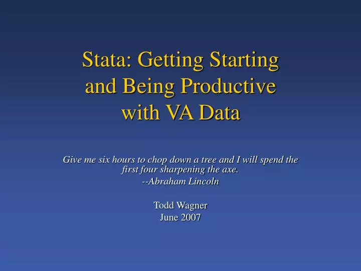 stata getting starting and being productive with va data