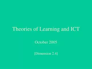 Theories of Learning and ICT