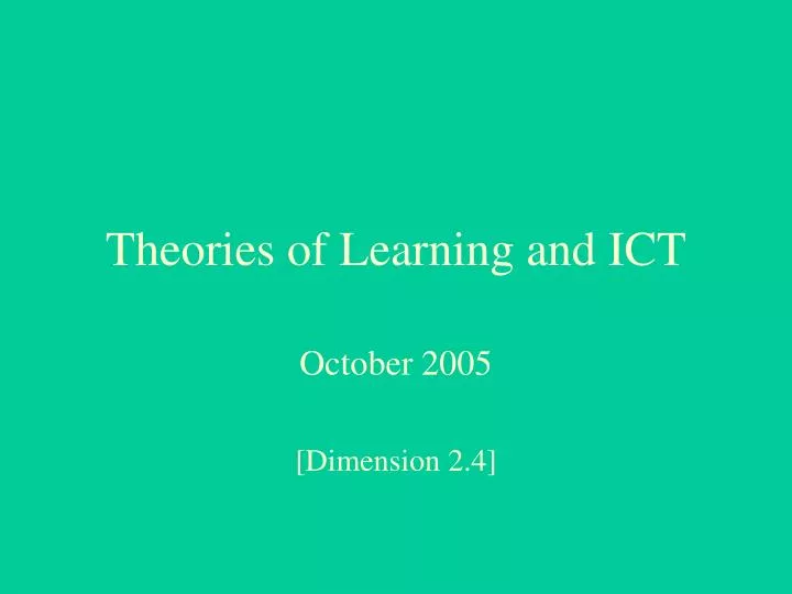 theories of learning and ict
