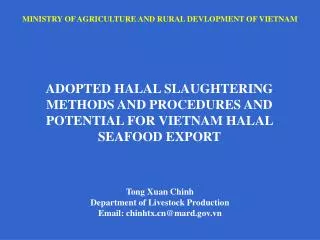 MINISTRY OF AGRICULTURE AND RURAL DEVLOPMENT OF VIETNAM