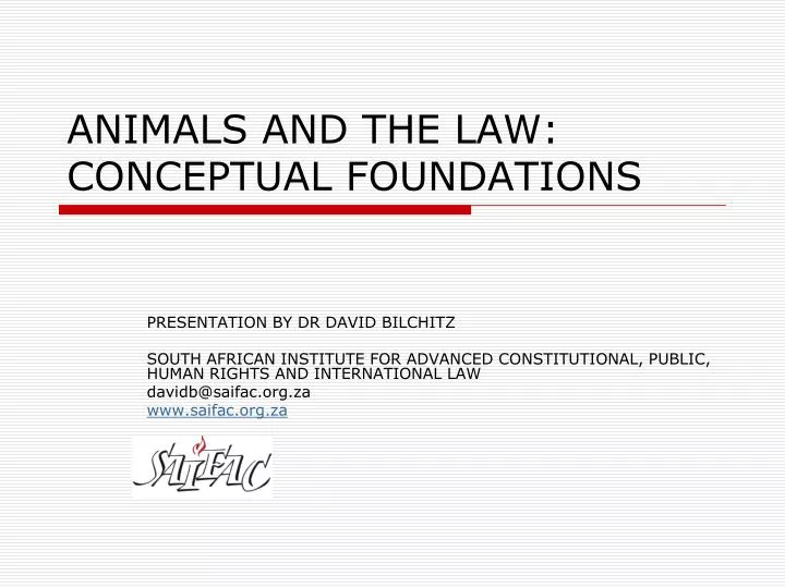 animals and the law conceptual foundations