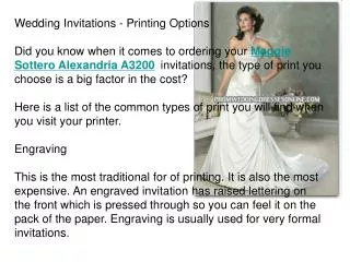 Wedding Invitations - Printing Options