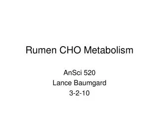 Rumen CHO Metabolism