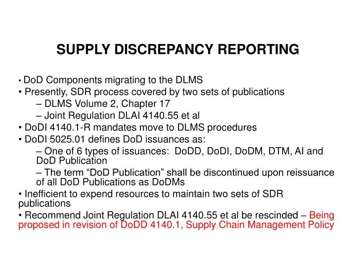 supply discrepancy reporting