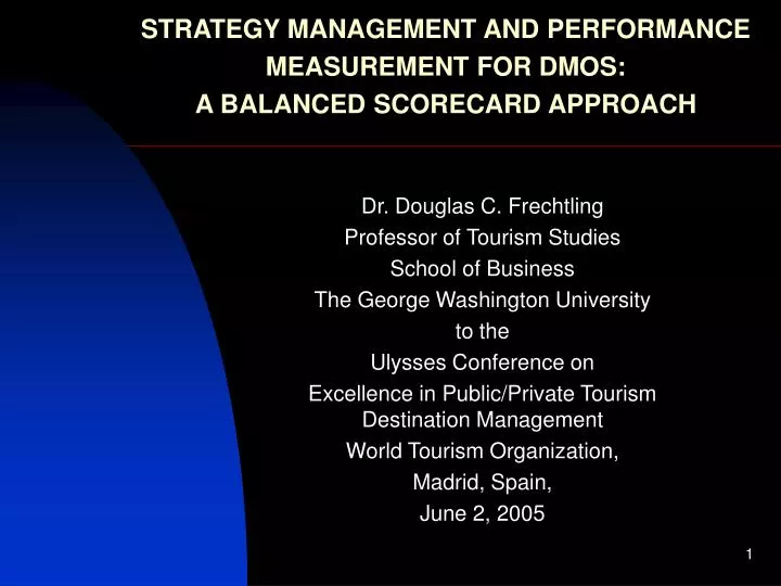 strategy management and performance measurement for dmos a balanced scorecard approach