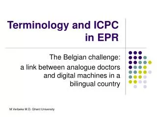 Terminology and ICPC in EPR