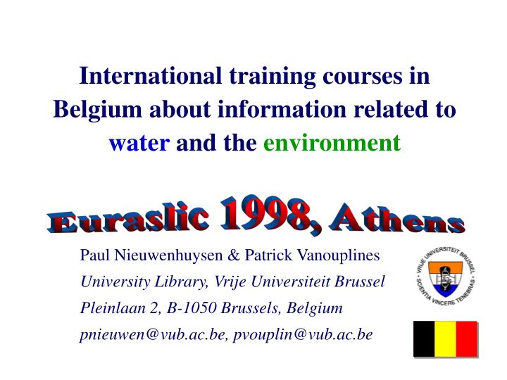international training courses in belgium about information related to water and the environment