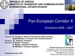 Pan-European Corridor X Evolutions 2006 – 2007