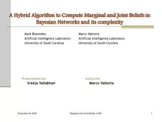 A Hybrid Algorithm to Compute Marginal and Joint Beliefs in Bayesian Networks and its complexity