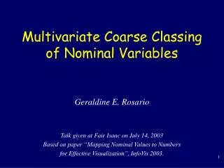 Multivariate Coarse Classing of Nominal Variables