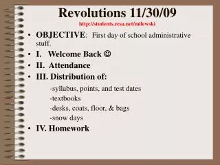 Revolutions 11/30/09 students.resa/milewski