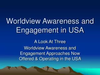 Worldview Awareness and Engagement in USA
