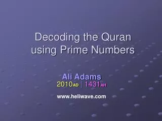 Decoding the Quran using Prime Numbers