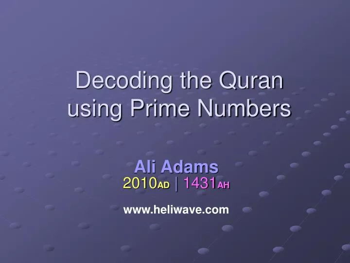 decoding the quran using prime numbers