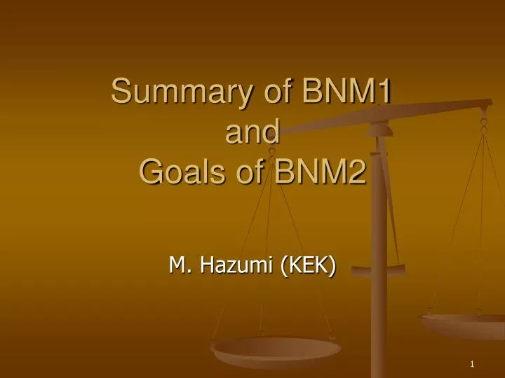 summary of bnm1 and goals of bnm2