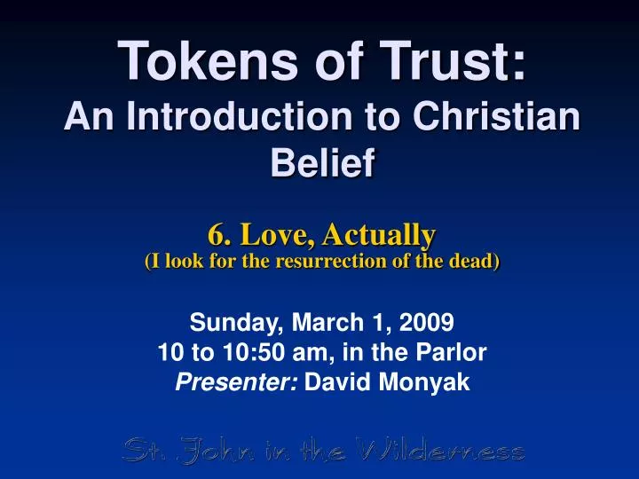 tokens of trust an introduction to christian belief
