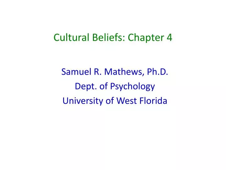 cultural beliefs chapter 4