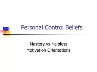 Personal Control Beliefs