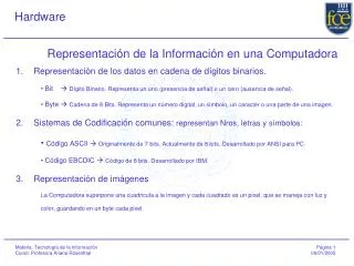 Representación de la Información en una Computadora