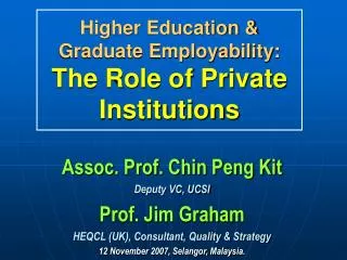 Higher Education &amp; Graduate Employability: The Role of Private Institutions