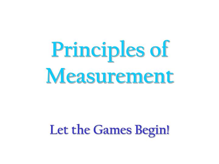 principles of measurement
