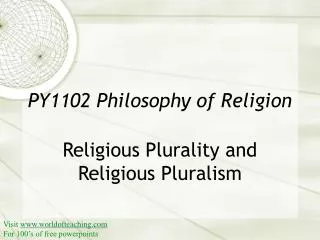 PY1102 Philosophy of Religion