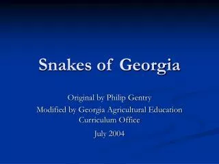 Snakes of Georgia